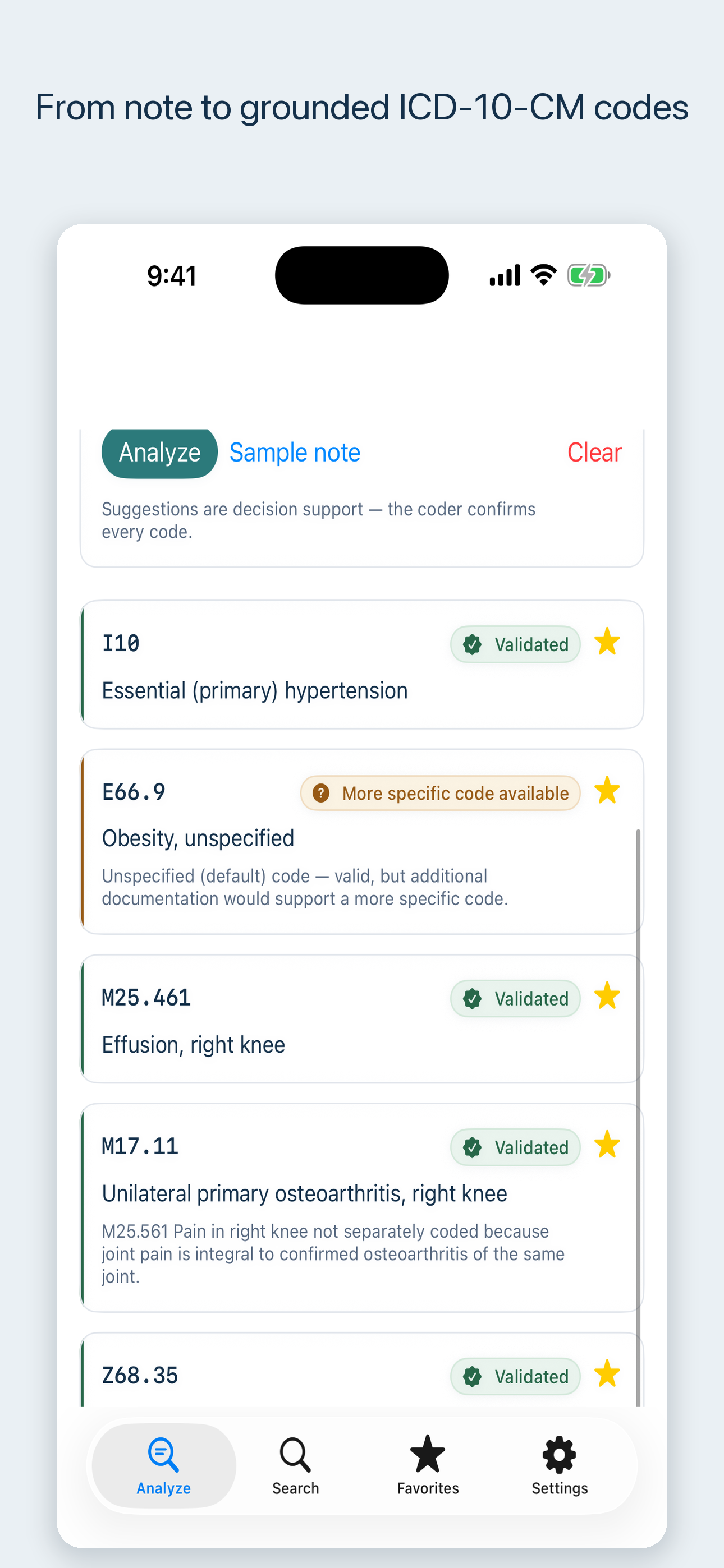 Clinical Coding Copilot screenshot