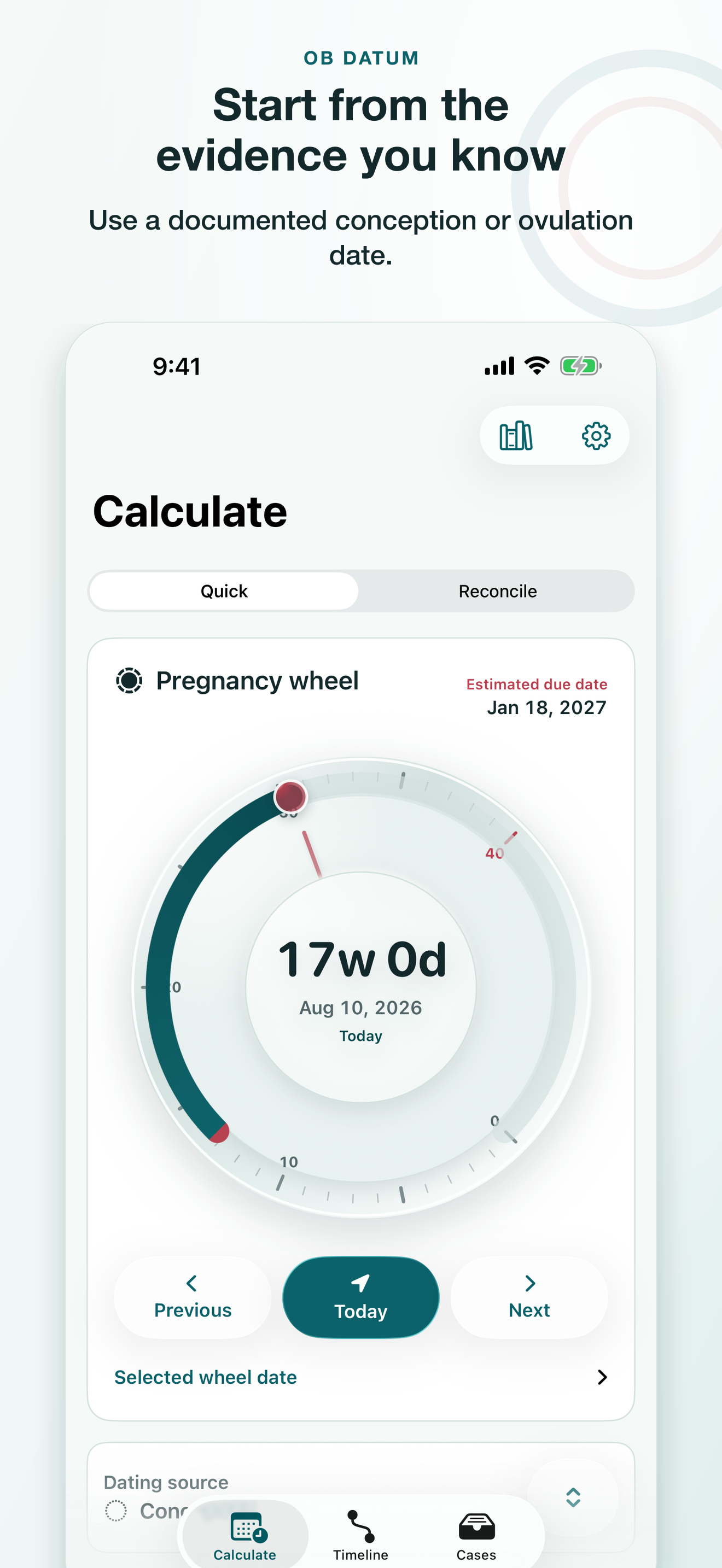 OB Datum: Pregnancy Dating screen 2